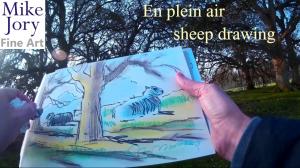 The Sunday Art Show - En Plein Air Sheep Sketch - Enjoying the morning sun